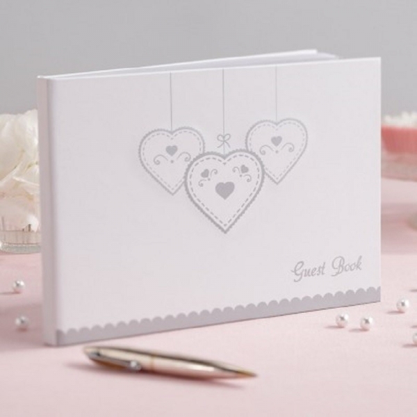 White Guest Book with Silver Details