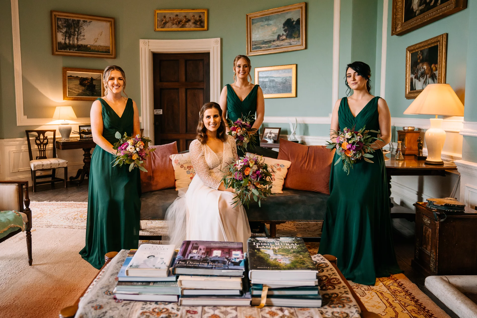 Jewel-toned autumn wedding centerpieces by Flowers Touch at Borris House, Co. Carlow