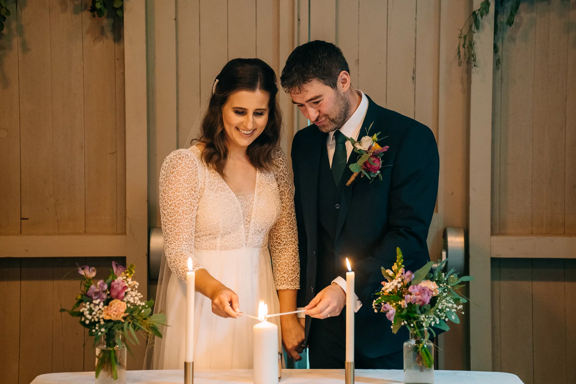 Custom-designed jewel-toned bridal bouquet by Flowers Touch at Borris House, Co. Carlow