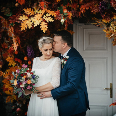 Rich Autumn Jewel Tone Wedding Flowers at Darver Castle, Co. Louth